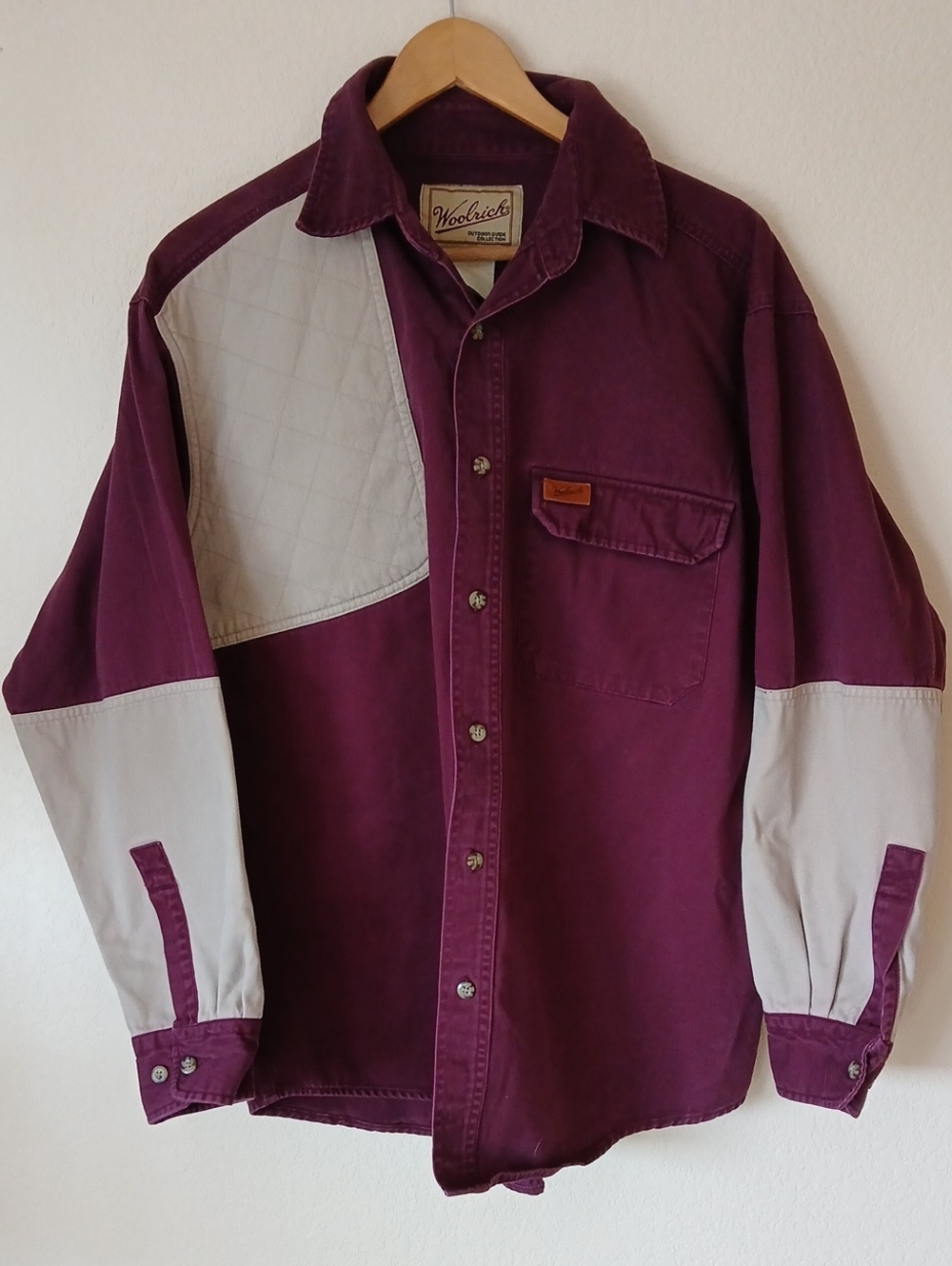 Woolrich Thick Burgundy Shooting Canvas Button Up Shirt Outdoor Guide
